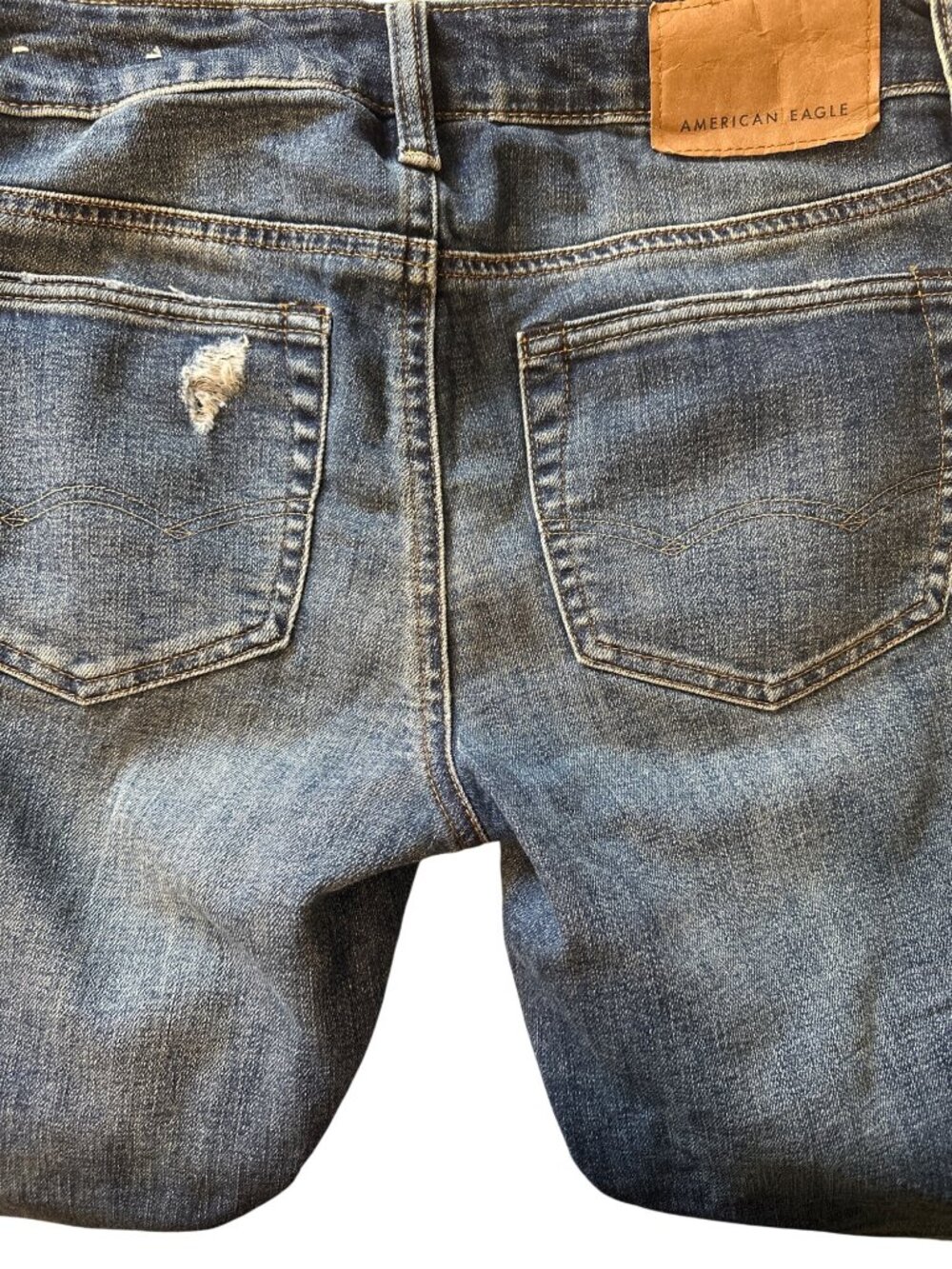 American Eagle Ne(x)t Level AirFlex Distressed Straight-Leg Jeans Blue Men’s Siz - Picture 4 of 8